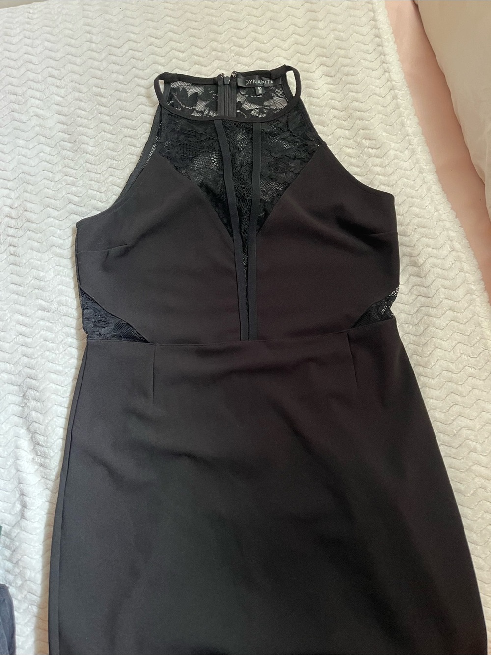 Dynamite Black Lace Halter Sheath Dress